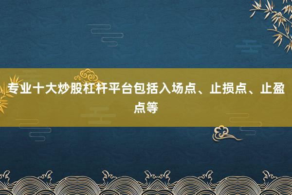专业十大炒股杠杆平台包括入场点、止损点、止盈点等