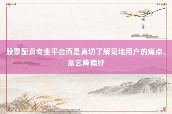 股票配资专业平台而是真切了解见地用户的痛点、需乞降偏好