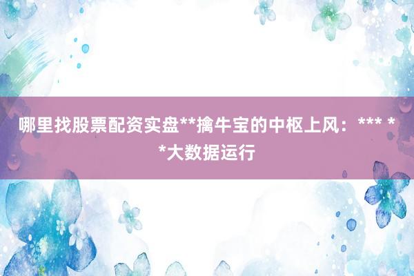 哪里找股票配资实盘**擒牛宝的中枢上风：*** **大数据运行