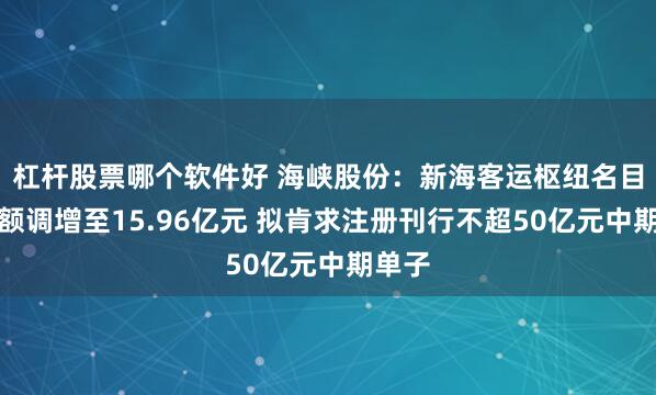 杠杆股票哪个软件好 海峡股份：新海客运枢纽名目投资额调增至15.96亿元 拟肯求注册刊行不超50亿元中期单子