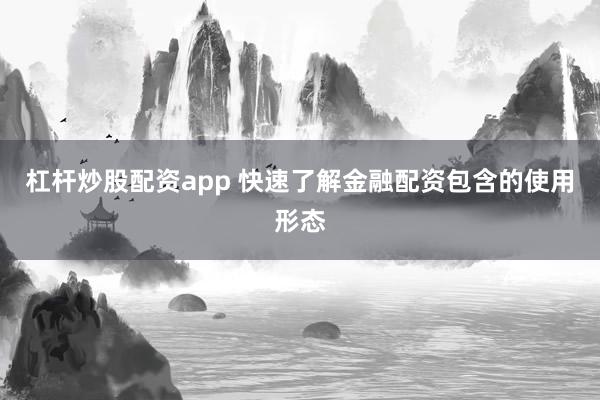 杠杆炒股配资app 快速了解金融配资包含的使用形态