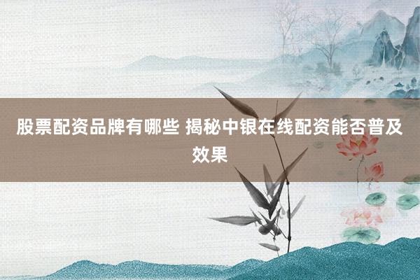 股票配资品牌有哪些 揭秘中银在线配资能否普及效果